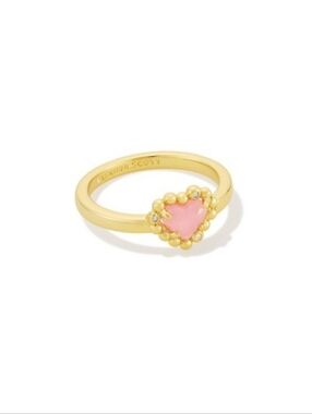 New!Kendra Scott Anna Framed 14K Gold/Mauve Band Ring Heart Center Sz 7 Gilded